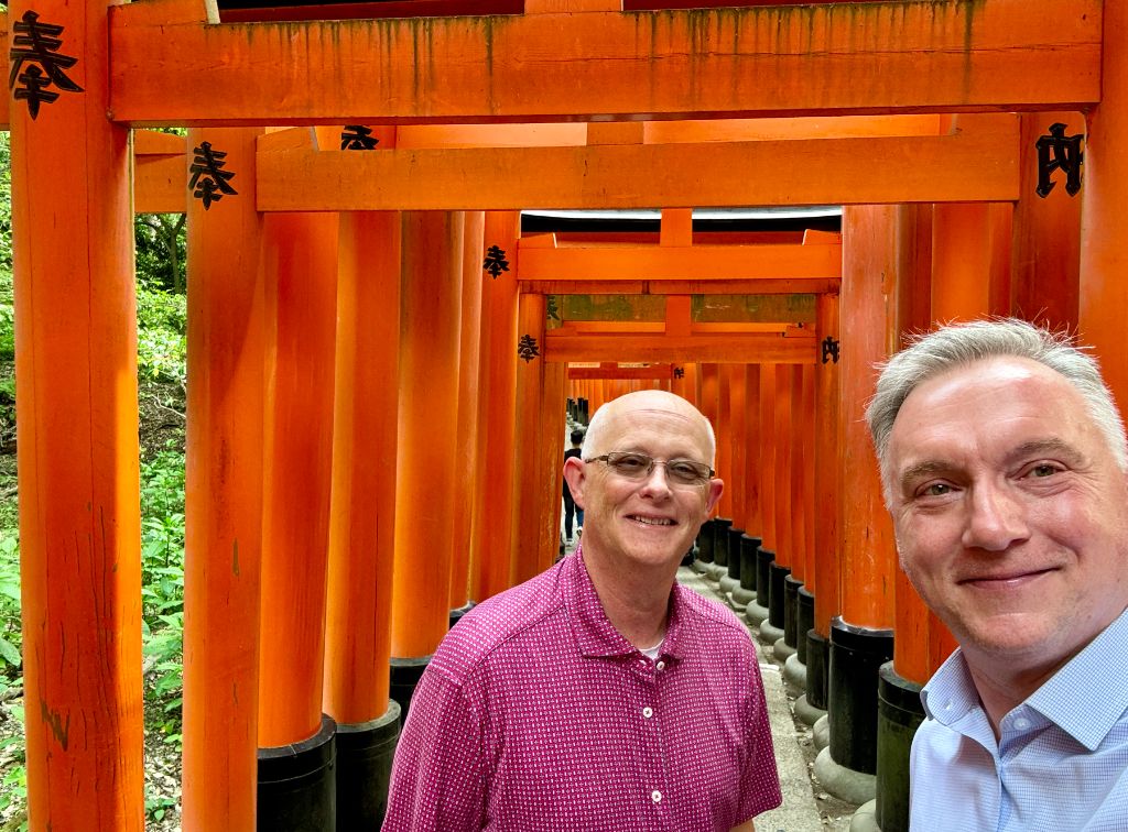 Darril at traditional Japanese Torii gate